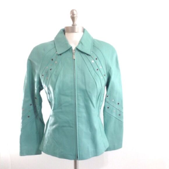 Pamela Mc Coy Vintage Leather Hourglass Blazer Jacket Size XS - Picture 1 of 8